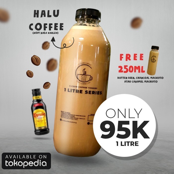 

Kopi susu 1 liter free 250 ml - Kopi Halu by C CODE COFFEE - 1 liter