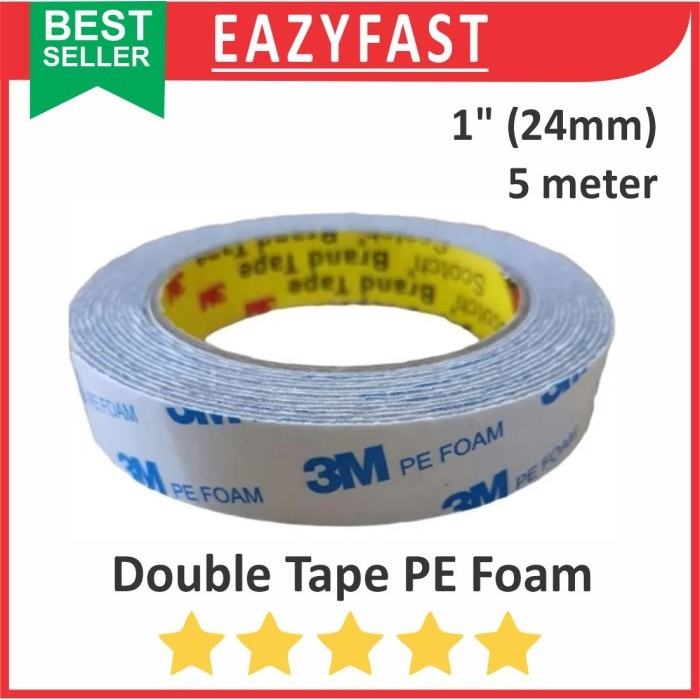 

Double PE Foam Tape 3M Busa Sponge Putih Abu 1 Inch 24mm 5m Lakban Isolasi Selotip Esolasi Lem Tebal