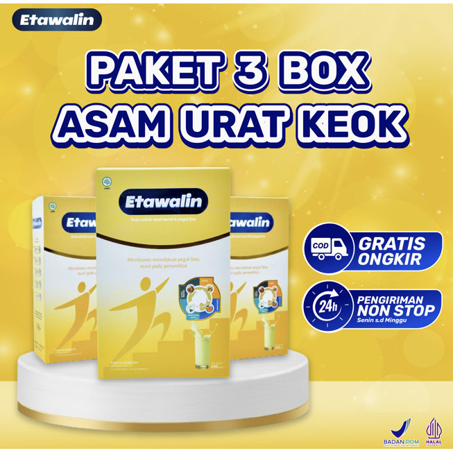 

Etawalin Paket 3 Box - Atasi Nyeri Sendi Asam Urat Original