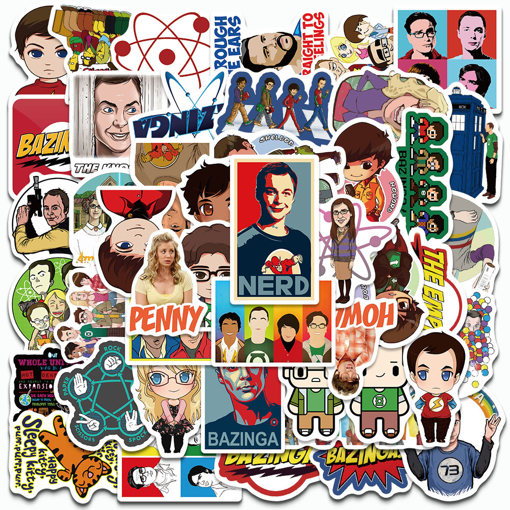 

50PCS The Big Bang Theory Stickers Cartoon TV Show Decals For Laptop Luggage Phone Case Fridge Waterproof Graffiti Stickers