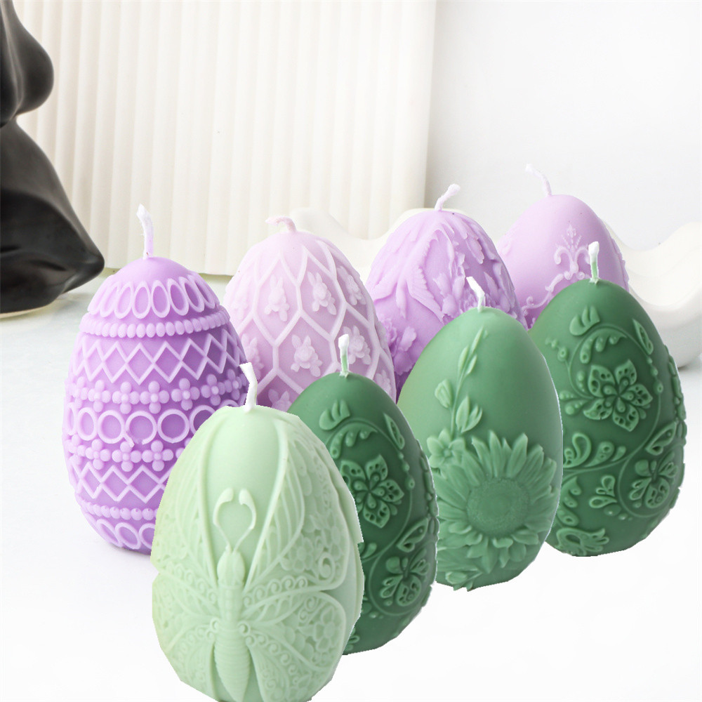 

Easter Day Gift Egg Candle Making Silicone Mold Festival Embossed Butterfly Eggs Resin Epoxy Mould Sunflower Rose Soap Wax Tools