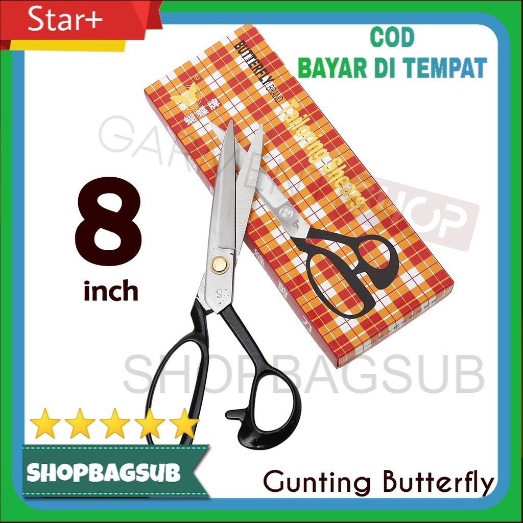 

Gunting Potong Bahan Kain Butterfly 8 Inch / Tailor Scissors
