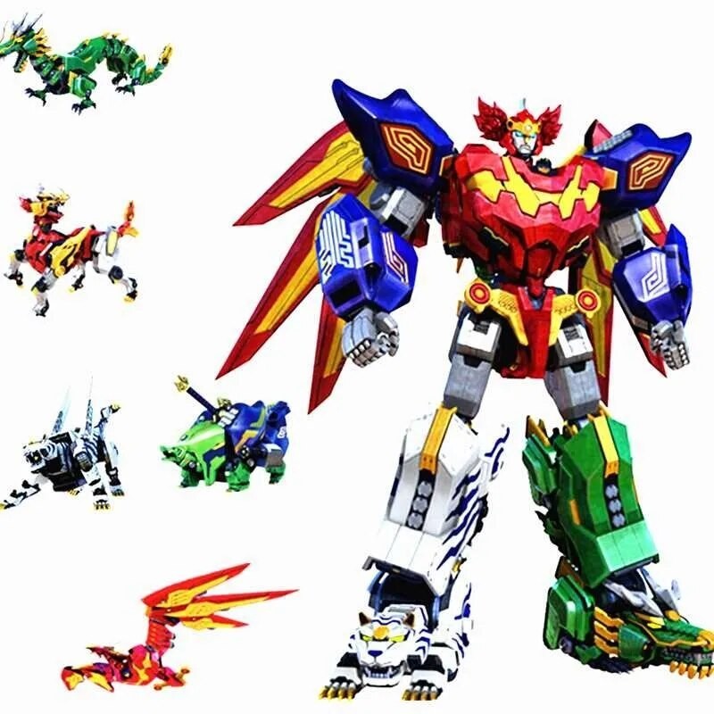 2022 new Children Toys Gifts 5 in 1 Assembly Dinozords Transformation Ranger Megazord Robot Action F