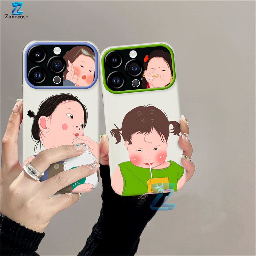 Cute Blushing Girl Bubble Tea Casing hp Realme C53 C51 C55 C35 C21Y C25Y Realme C25 C15 C12 C3 C20 C