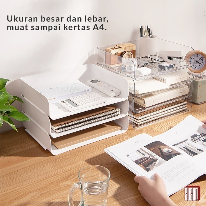 

PROMO!! -Tray Dokumen / Rak Kertas / Desktop Tray Organizer / Rak File Document - Putih