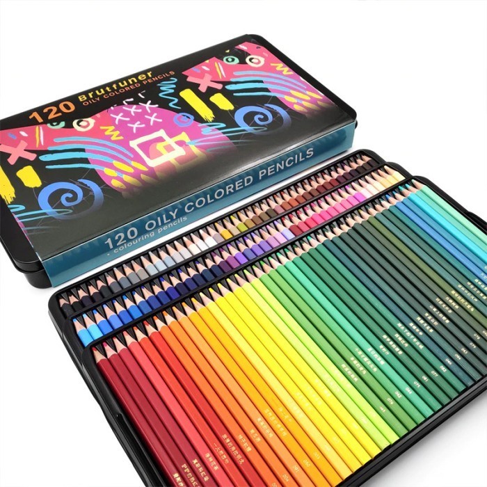 

PROMO!! -Brutfuner 120 colors Professional Oil Color Square Pencils Set TinBox