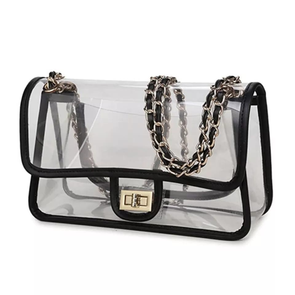FLASH SALE 10.10 - TAS SELEMPANG TRANSPARAN MIKA PLASTIK - BEAUTY CUTE TRAVEL COSMETICS PVC WATERPRO