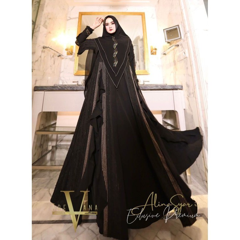 Ready Alina syar'i dress trevana originalCOD dress gamis terbaru murah mewah elegan
