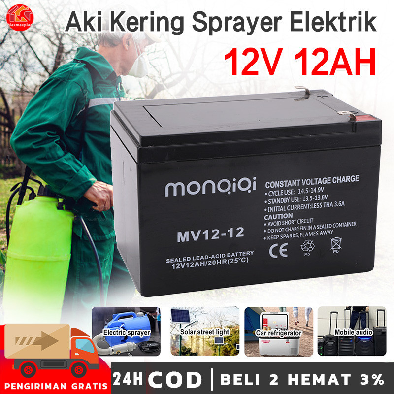 Aki kering sprayer elektrik/aki sepeda listrik selis mr jackie vrla 12V12AH 12v 8 ah  mf accu kering