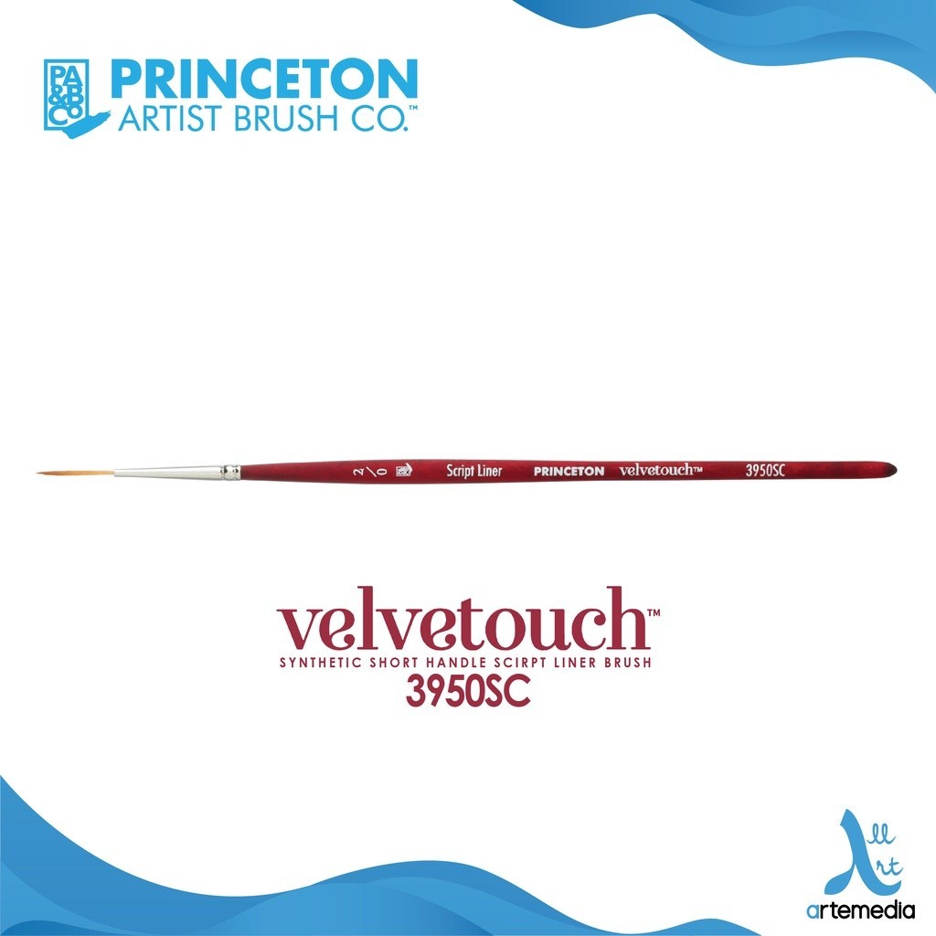 

Princeton Velvetouch 3950SC Script Liner Synthetic Watercolor Brush Short Handle Kuas Lukis