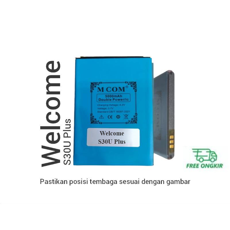 Baterai MCOM for Welcome S30U Plus Double Power 5000mAh batere batre batrai battery