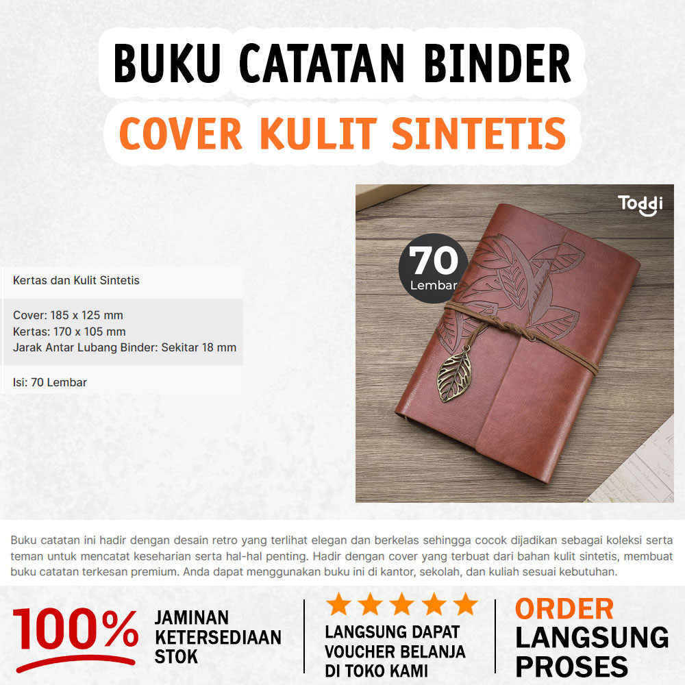 

Buku Catatan Binder Kulit Retro Leaf Kertas A5 - Brown