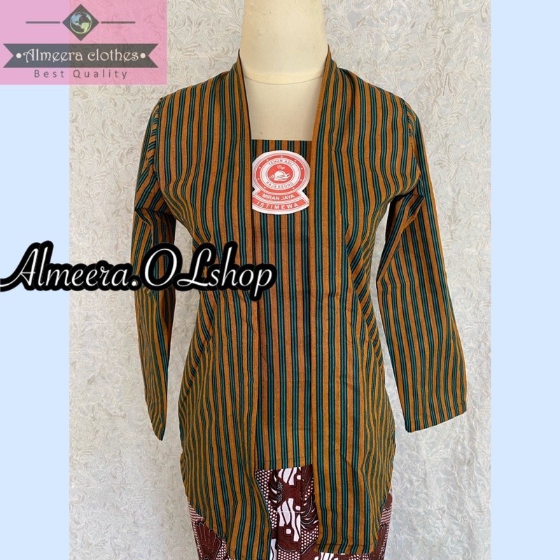 LURIK JAWA kebaya lurik alusan warna hijau coklat muda raja keong istimewa