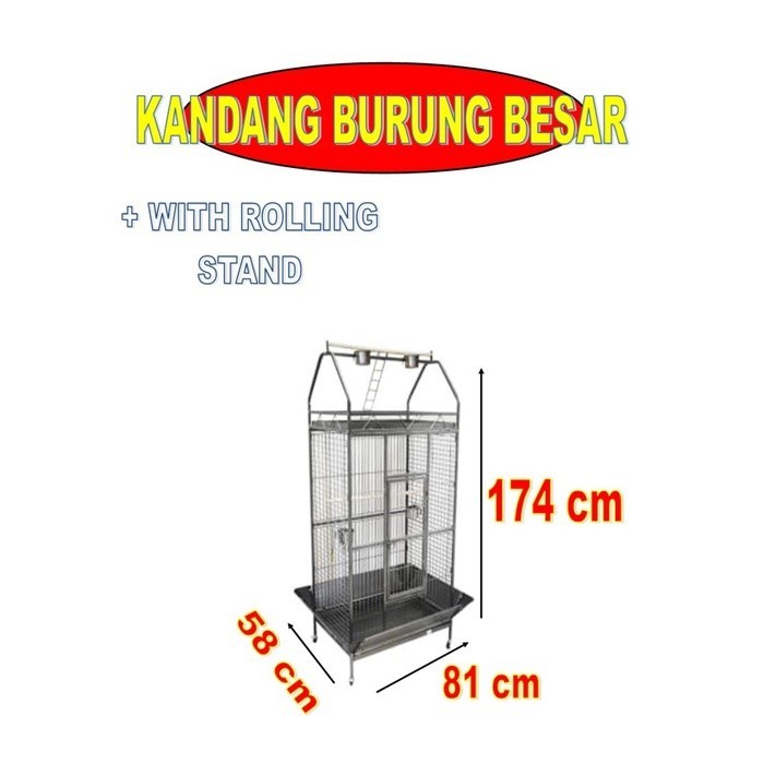 KANDANG BURUNG BESAR SANGKAR HEWAN PARROT BEO 81x58x174 Cm GAYA MODERN