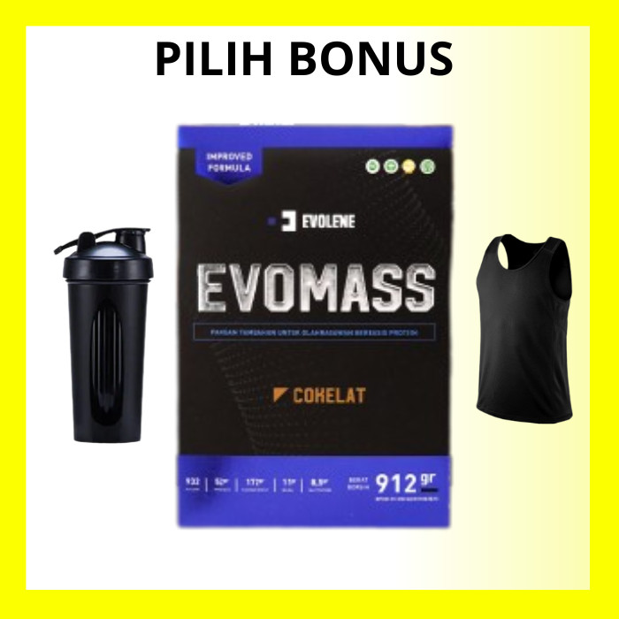Evolene Evomass Coklat 912gr - Penambah massa otot - Suplemen fitness - Pembentuk otot - Kaya Nutris