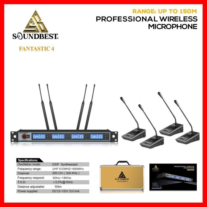 Microphone Wireless Conference Soundbest Fantastic 4 Mic Meja Original