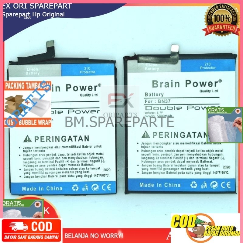 GARANSI DOUBLE POWER 5000 MAH BATU BATERAI BATTREY BATERAY XIAOMI REDMI 6 6A BN37 BN 37 BRAIN POWER 