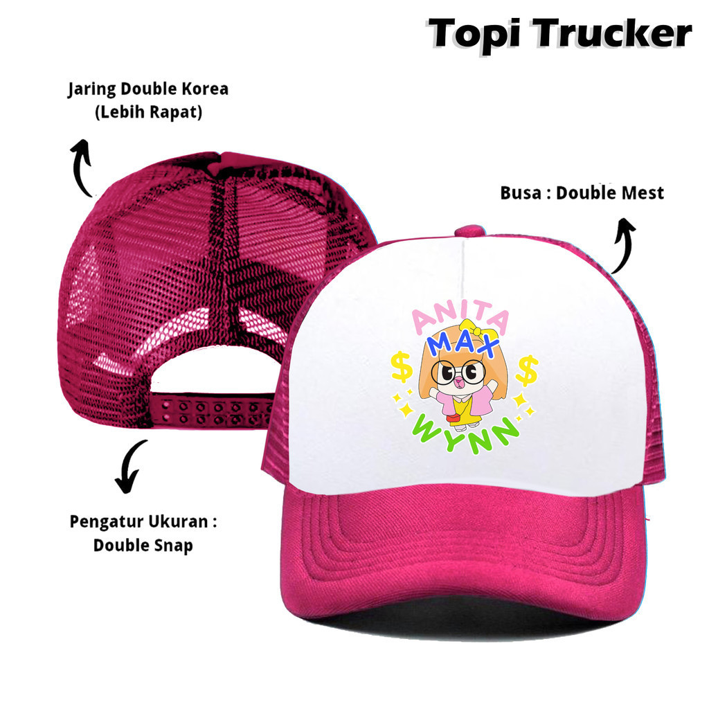 Topi Trucker Jaring Logo Anita Max Wynn Drake Raper Topi I NEED THE MAX WIN  ALTER EGO MEME Pink