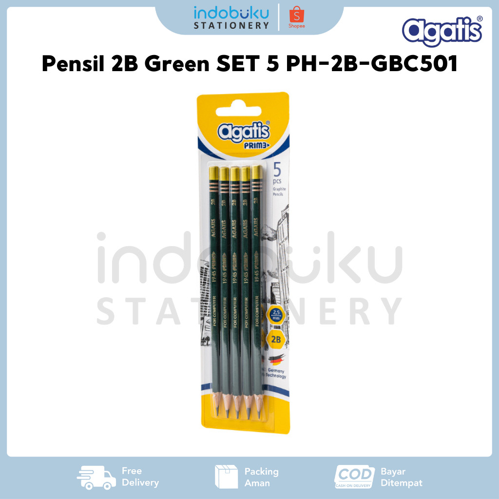 

Pensil 2B Green Prime Blister SET 5 PH-2B-GBC501 (1 Set Isi 5Pcs)