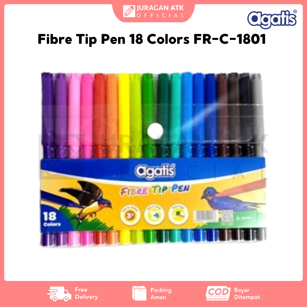 

Fibre Tip Pen Agatis 18 Colors FR-C-1801 / Spidol Warna Agatis 18 Warna FR-C-1801