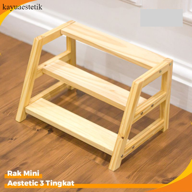 TERBAIK.. Rak Mini 3 Tingkat FULL KAYU Aestetic | Rak Bumbu 3 Tingkat FULL KAYU