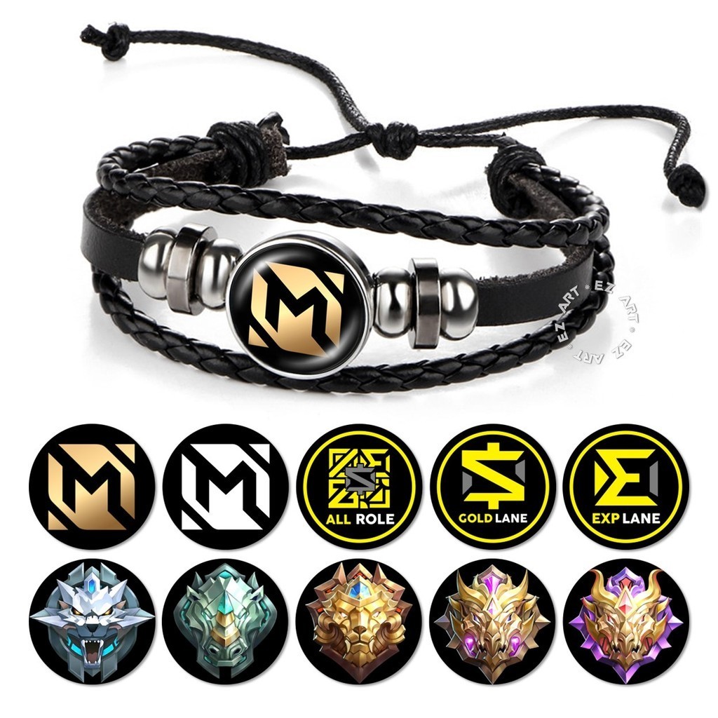 Gelang Gamer MLBB Mobile Legends Role Rank Keren Tali Kulit Kepang Multilayer