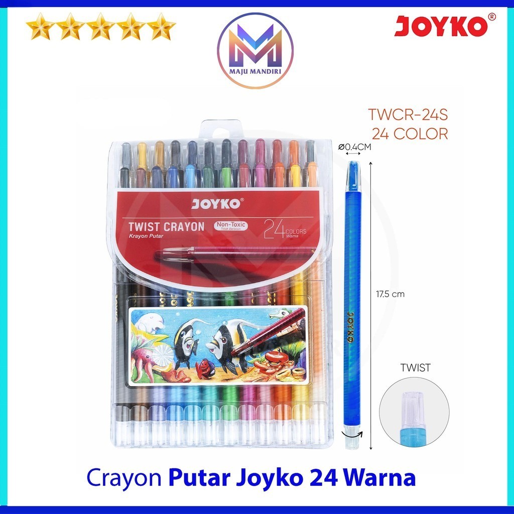 

Crayon Putar Joyko 24 Warna TWCR-24s / Krayon Ulir 24 Panjang