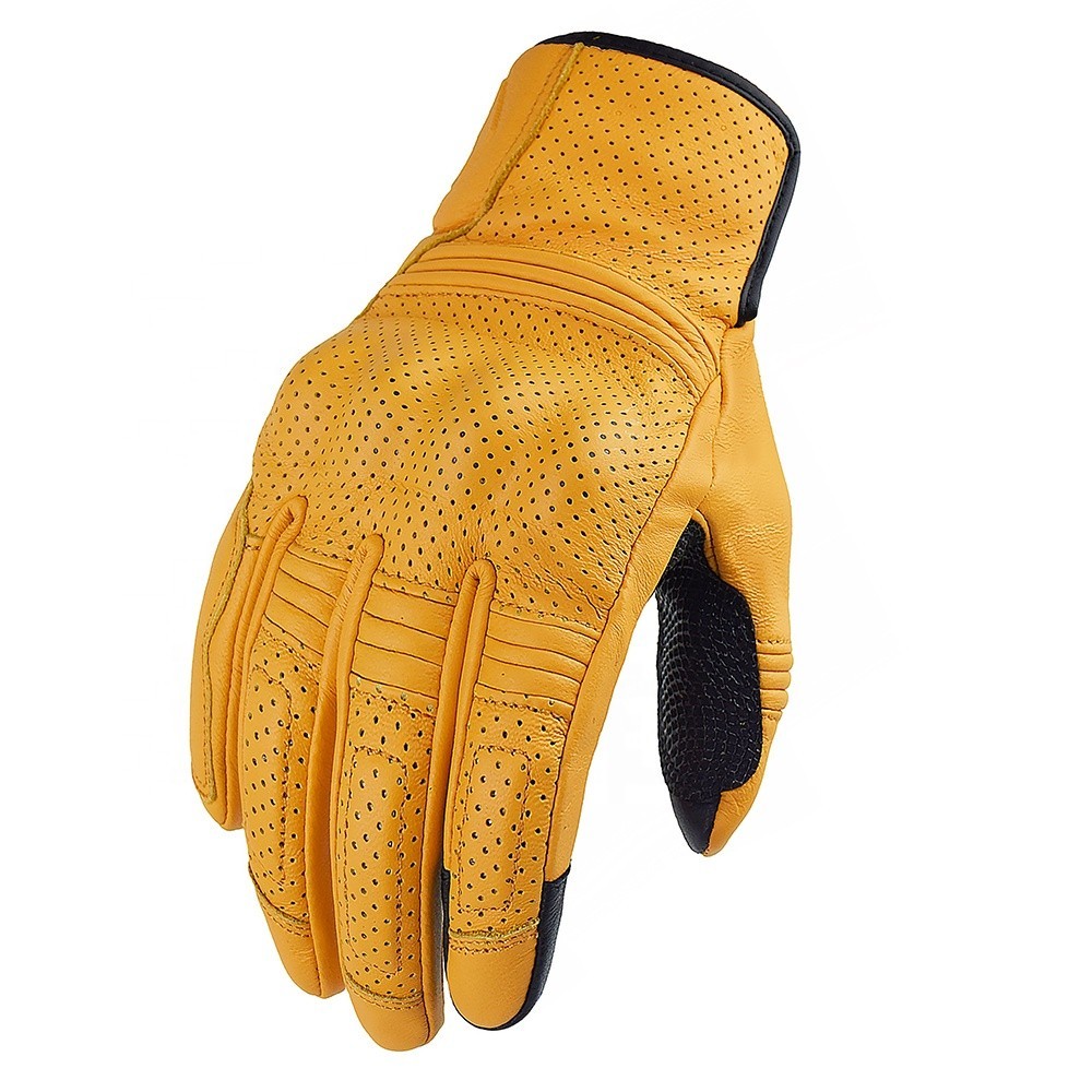 Suomi Sarung Tangan Kulit Kambing Asli Sarung Tangan Motor Retro Perforasi Musim Panas Pria Wanita B