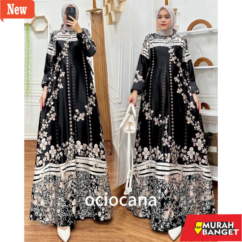 Gamis wanita untuk lebaran- GAMIS TERATAI MAXMARA SILK PREMIUM ORIGINAL PREMIUM QUALITY