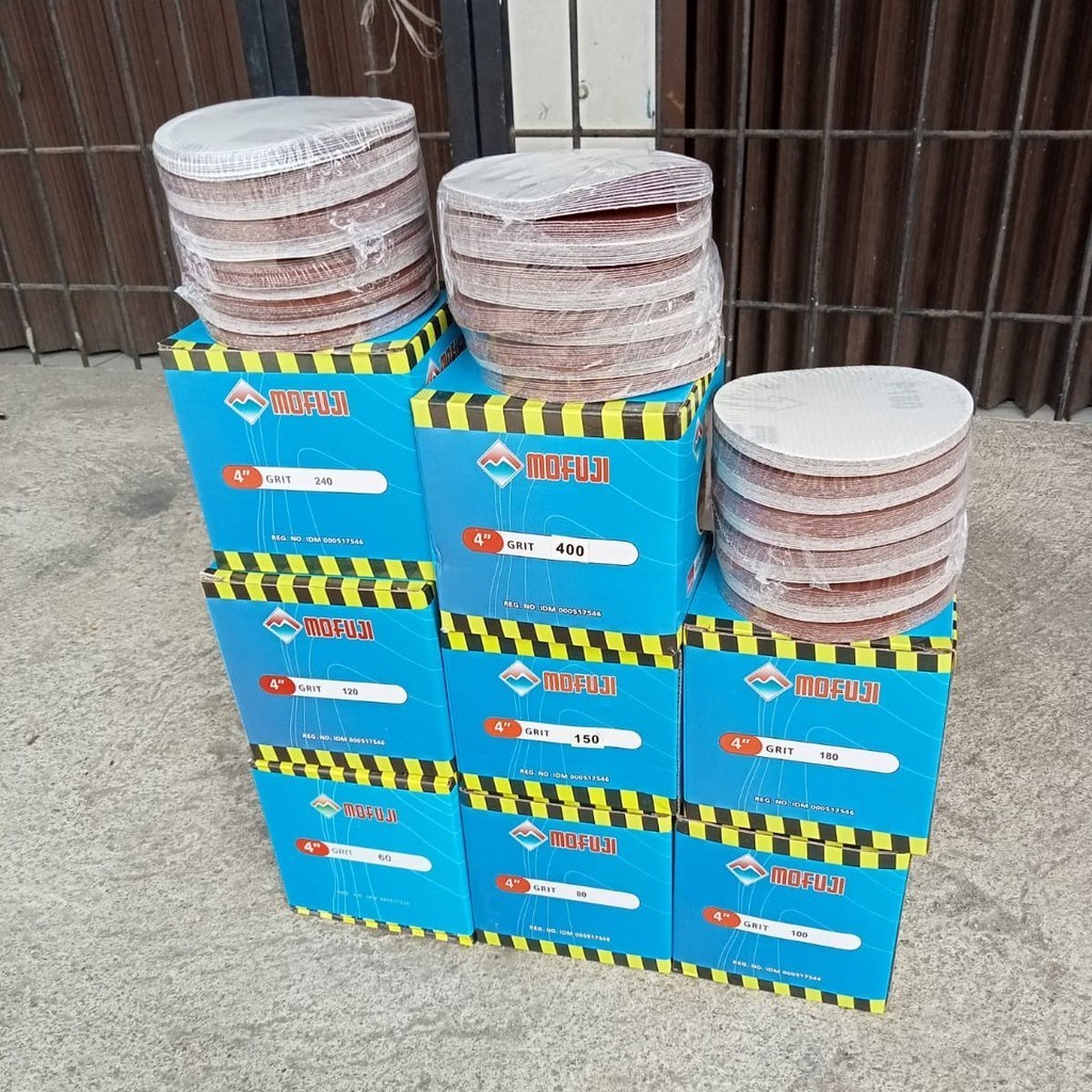 

HARGA SPESIAL!AMPLAS BULAT VELCRO 4" GRIT 60 80 100 120 150 180 220 240 400 ( HARGA PER PAK ISI 100 PCS )