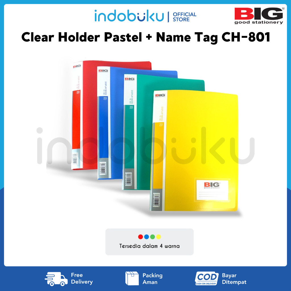 

Clear Holder Pastel + Name Tag BIG CH-801 Kantong File F4 Folio 20 Pocket + Name Tag CH-801