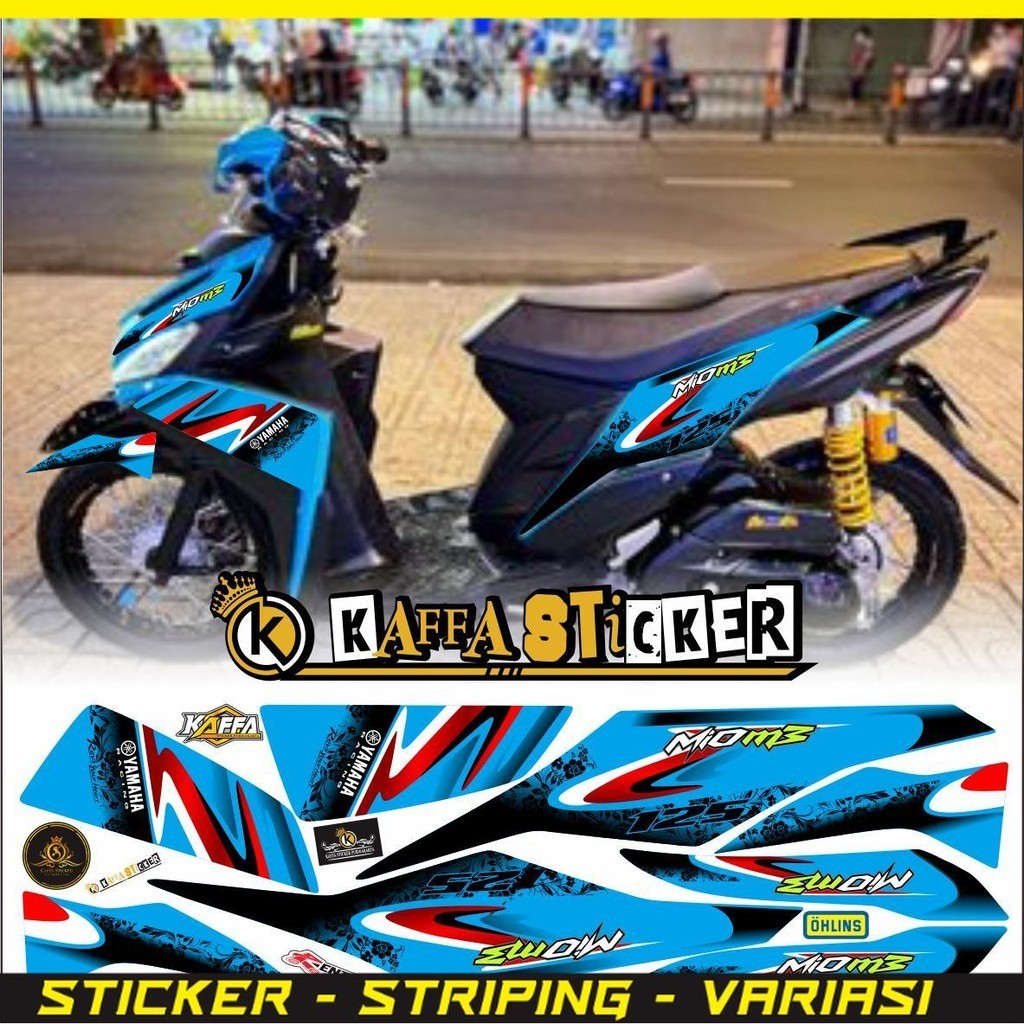STRIPING TERLARIS Stiker Striping MIO M3 Variasi Desain Racing Polet List Biru Muda