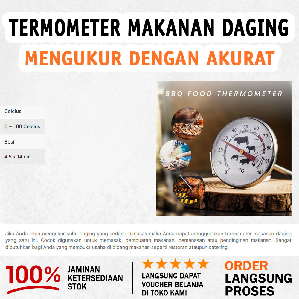 

Makanan Daging BBQ Meat Temperature | Ready Warna {Silver}