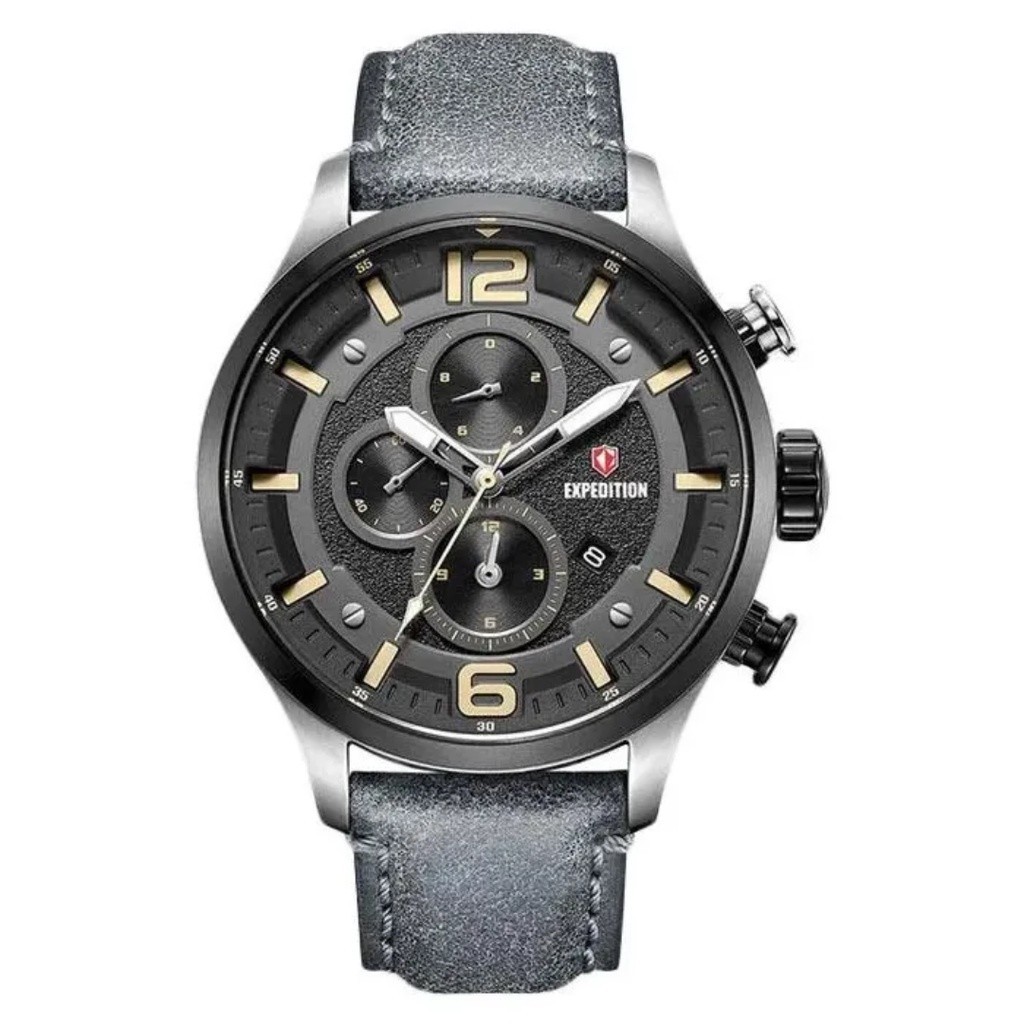 JAM TANGAN PRIA EXPEDITION E6775 E 6775 MCLGRBA CHRONOGRAPH LEATHER STRAP ORIGINAL