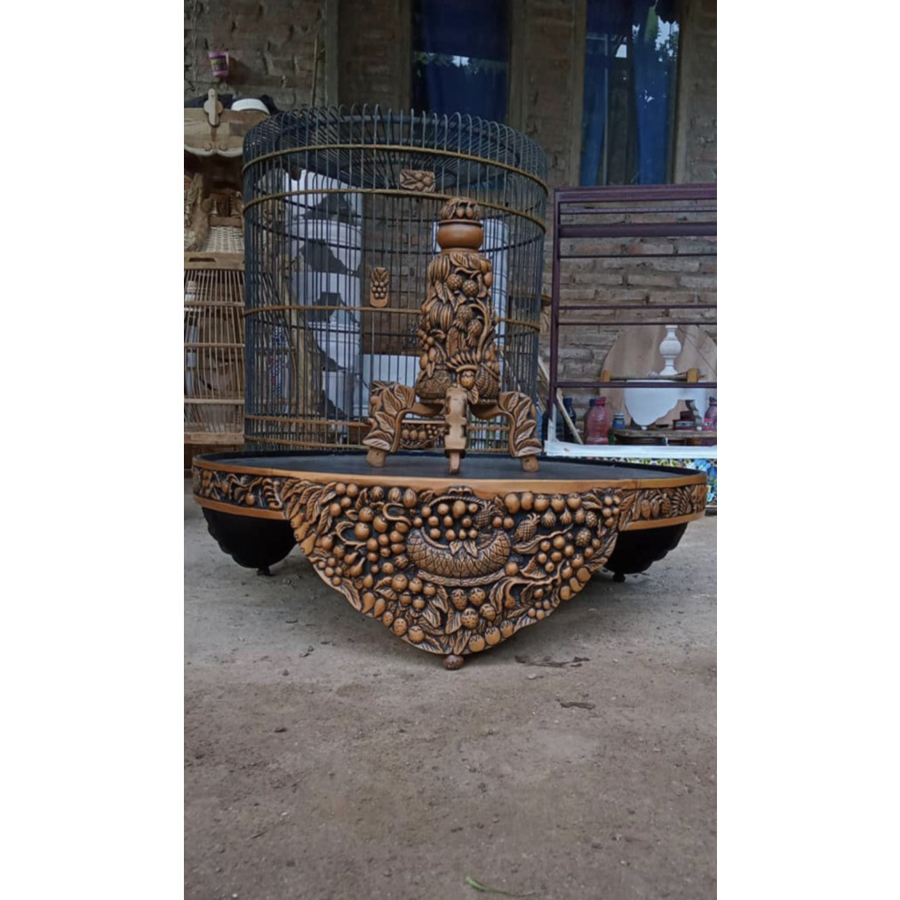 Sangkar Burung Murai Ukiran Buah/Sangkar Burung No 1 D60 Cm Ukiran