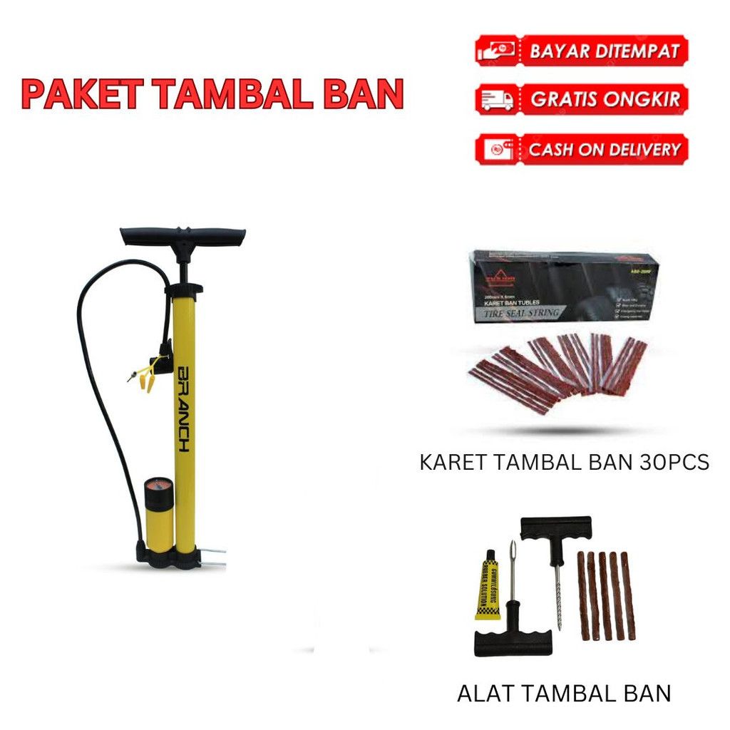 Paket Tambal Ban Tubless + Pompa Emergency / Paket Alat Tambal Ban Tubles