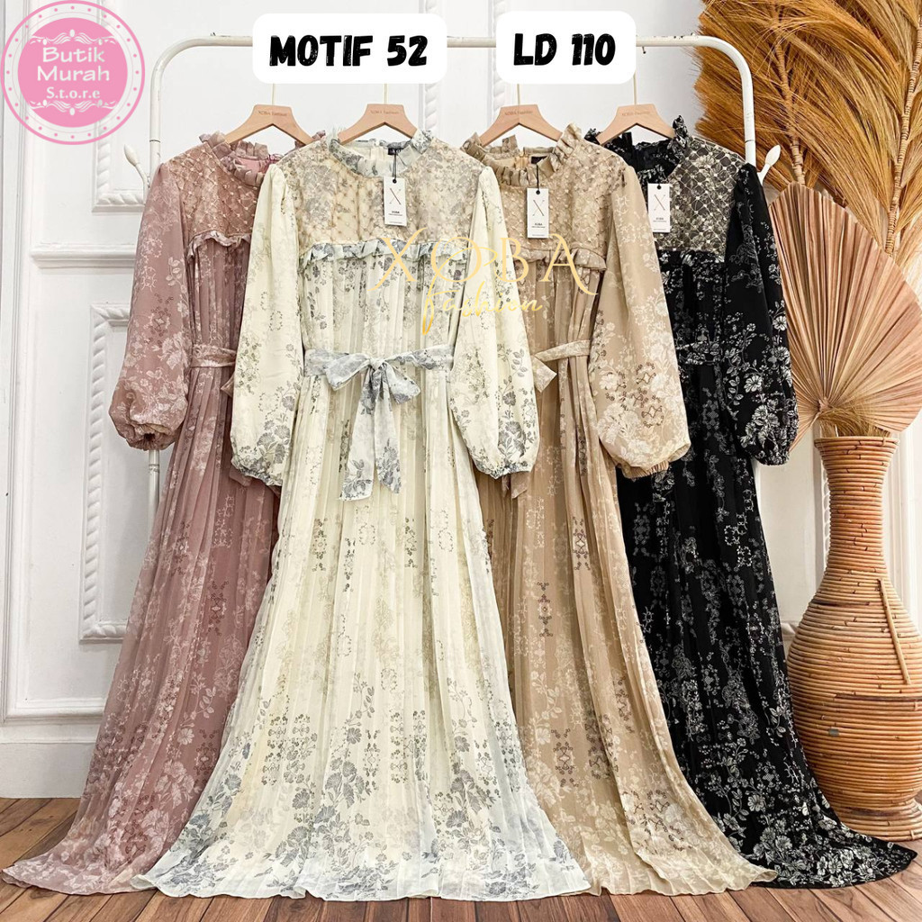 Xoba Fashion 2546 Motif 52 Gaun+Hijab LD 110 CM Ceruti Mix Tile Motif Busana Muslim Wanita Gamis
