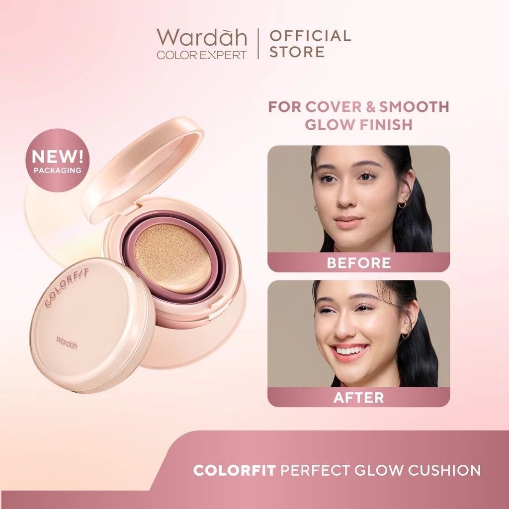 NEW SHADES Wardah Colorfit Perfect Glow Cushion 21W Linen - Medium-High Coverage Hingga 12 Jam Denga