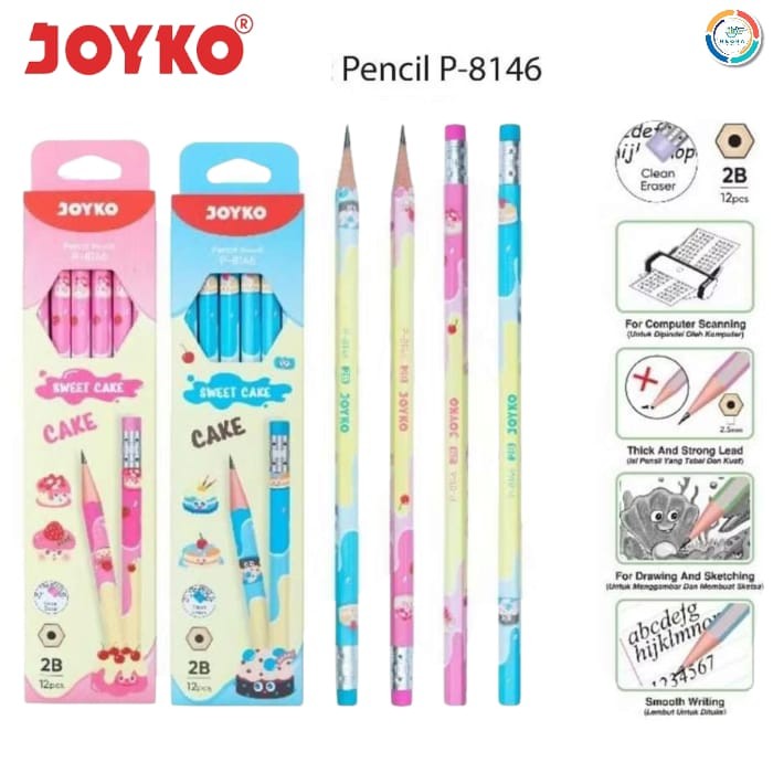 

Joyko Pensil Tulis 2b P-8146 Sweet Cake @1 ktk=12 pensil