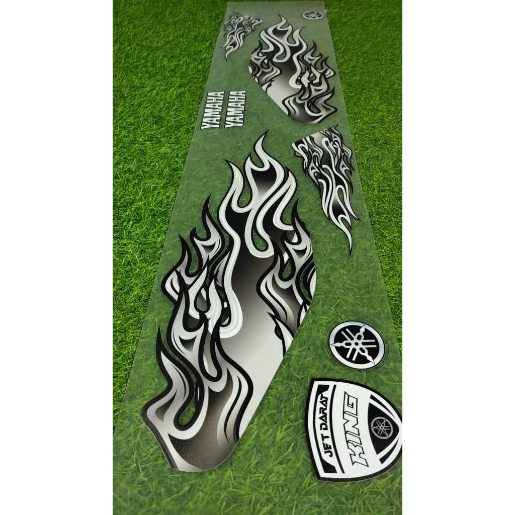 Striping Sticker Api Abu Hitam Rx King Bahan Bening Transparan Polet Variasi