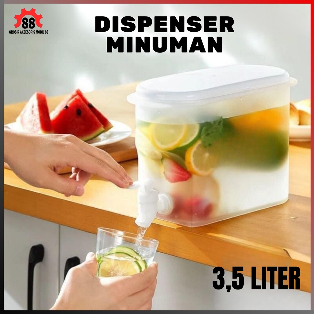 Dispenser Air Minum Jus Plastik 3.5L 3.5 Liter Tempat Air Minum Bucket Mini Juice Kulkas Portable