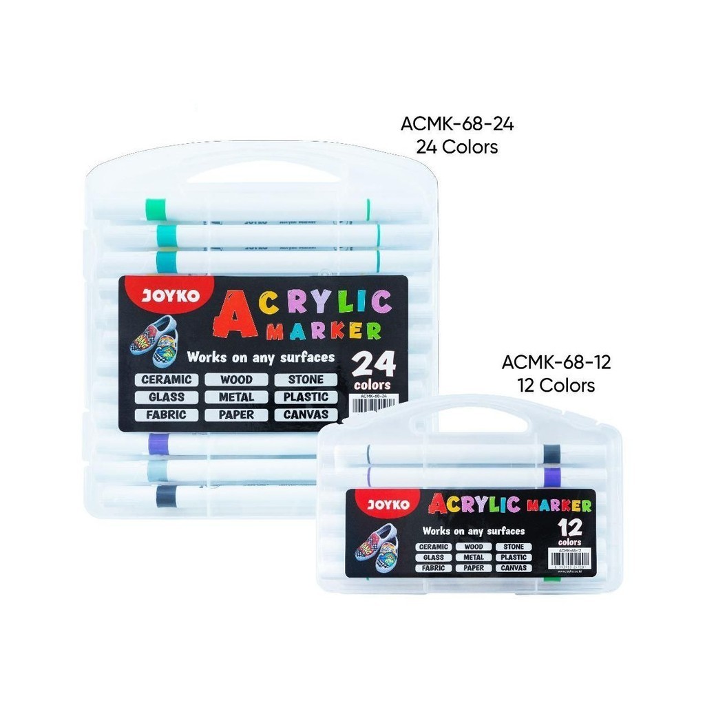 

[SET] SPIDOL AKRILIK WARNA WARNI / COLORING ART ACRYLIC MARKER / SKETCH MARKER - JOYKO ACMK-68 12 / 24 WARNA