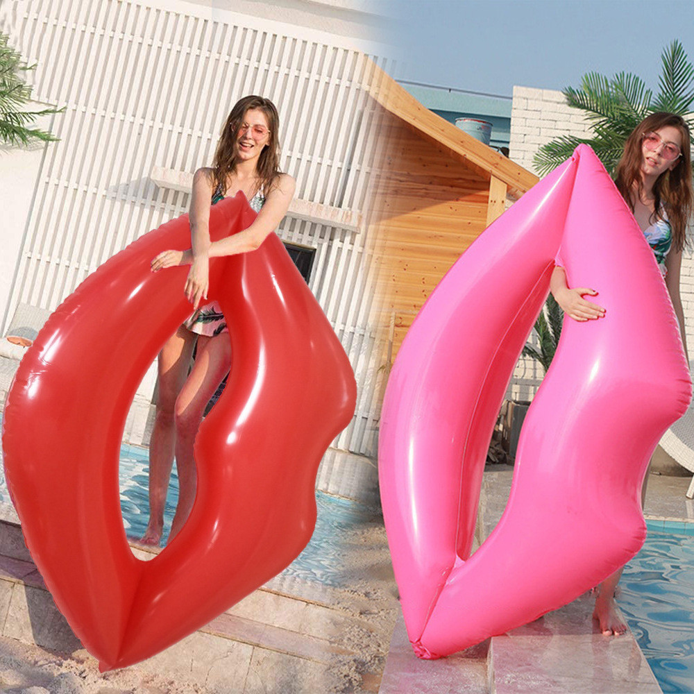 Red lip swimming ring Inflatable pool flash swimming ring swimming tool pool lifebuoy swimming pool 
