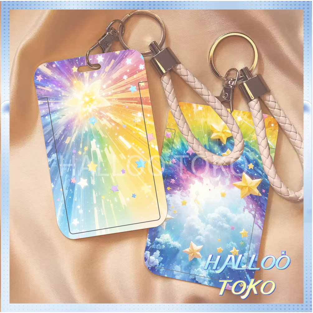 

ID CARD HOLDER MOTIF KAWAII TEMPAT KARTU PHOTOCARD PHOTO CARD Pelindung + Tali,Bintang-bintang yang romantis dan bersinar berseri