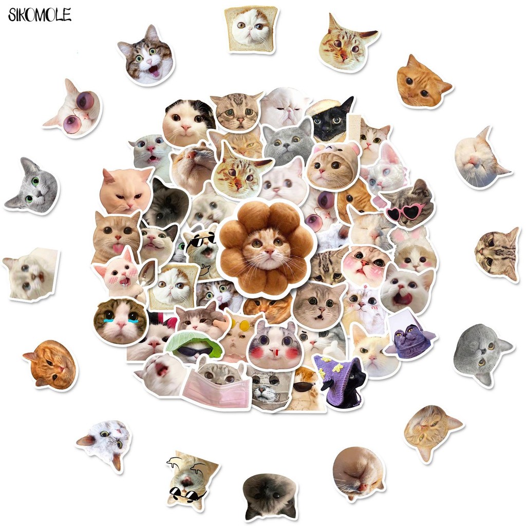 

10/30/50PCS Mix Cartoon Cat Expression Big Head Photo Stickers Animal For Children DIY Toy Travel Laptop Graffiti Sticker Decals