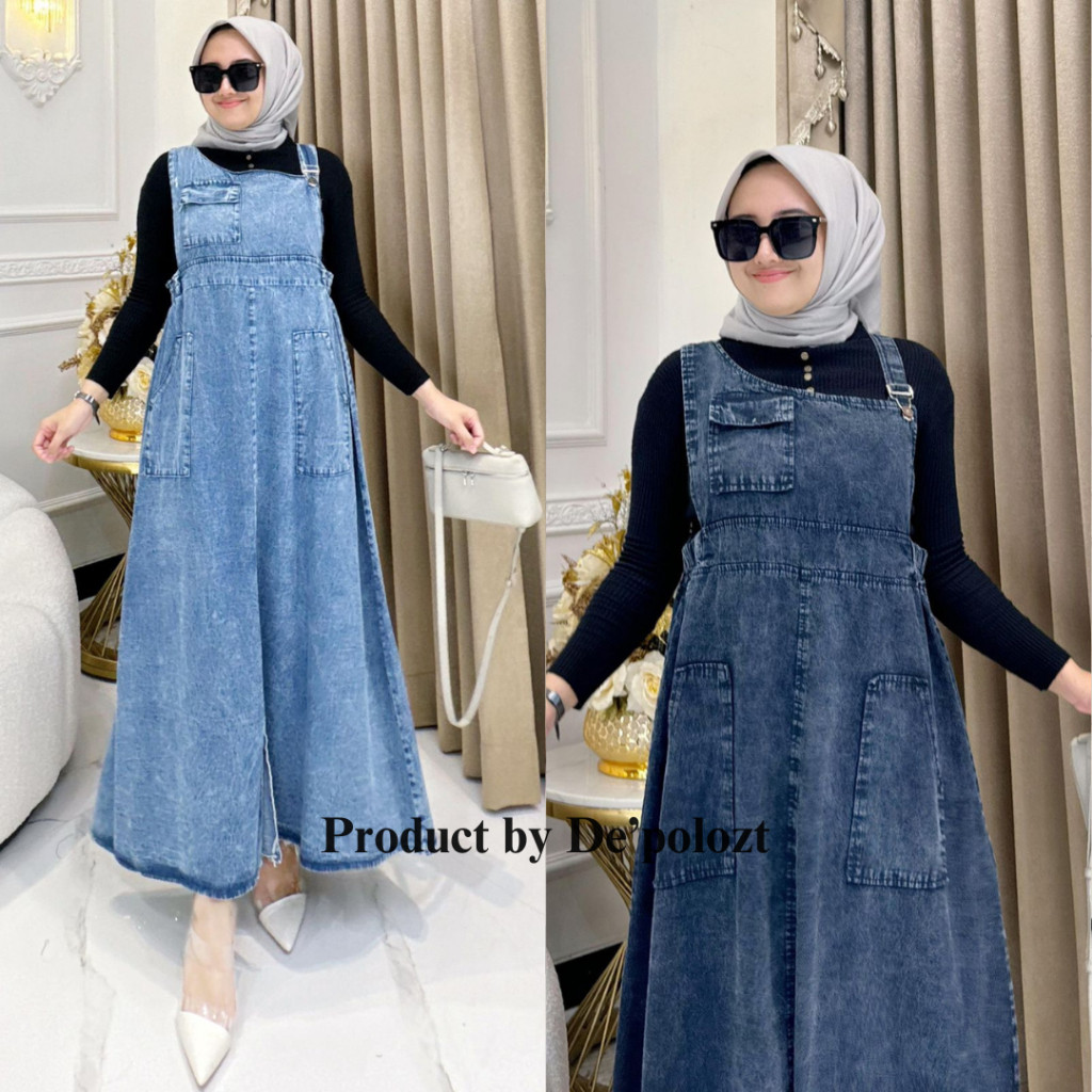 DE43W Kirana #2 L & XXL overall jeans cargo wanita overall dress jeans overall cargo