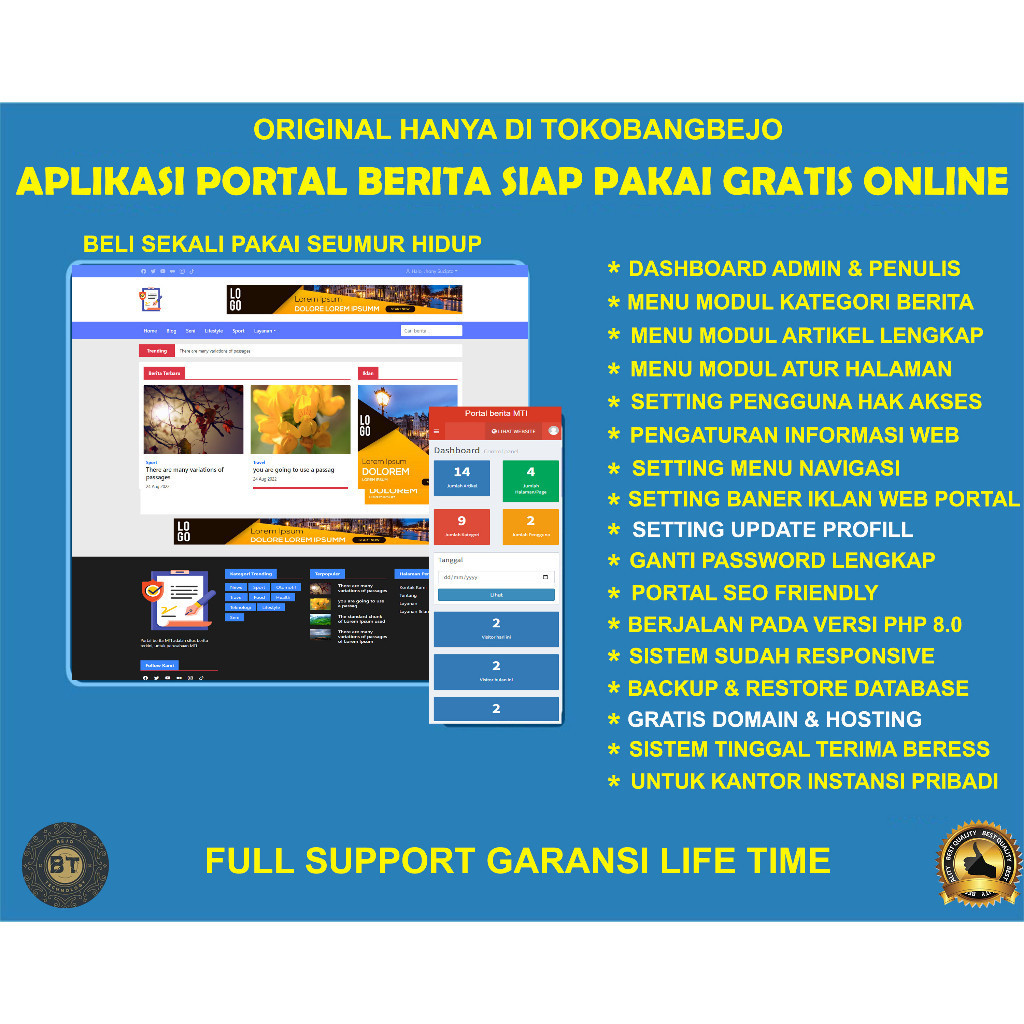 APLIKASI WEB SOURCE CODE SISTEM INFORMASI PORTAL BERITA LENGKAP SIAP PAKAI GRATIS ONLINE