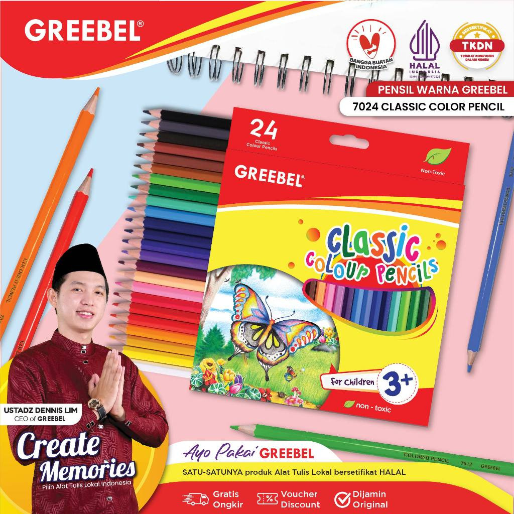 

Greebel Classic Colour Pencil 12 - 24 - 36 Warna - Pensil Warna Greebel