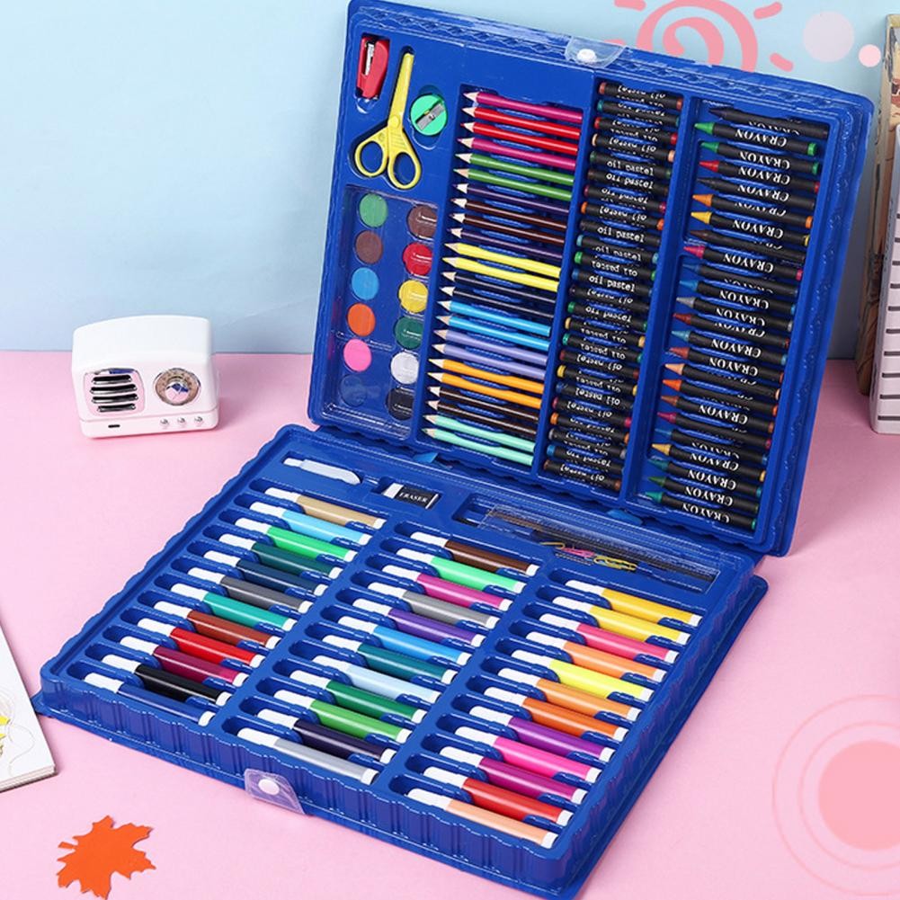 

1 Set Colored Pencils Eco-friendly Wear Resistant PVC Watercolor Brush Markers Pen Set Stationery For Kids For School