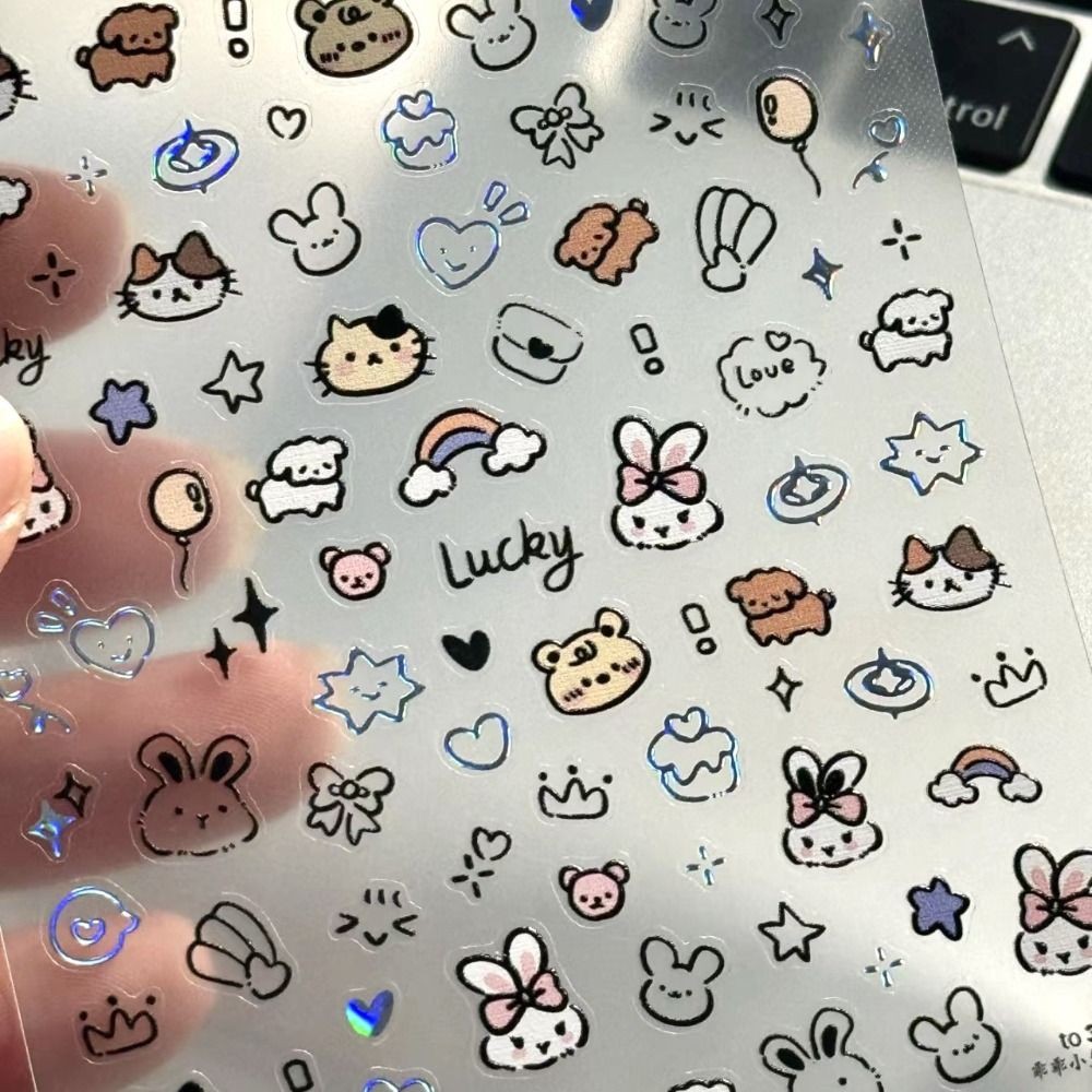 

New Cute Cartoon Nail Sticker Self Adhesive Soft Embossed Cartoon Stickers Multifunction Nail Art Decoration 3D Manicure Decals